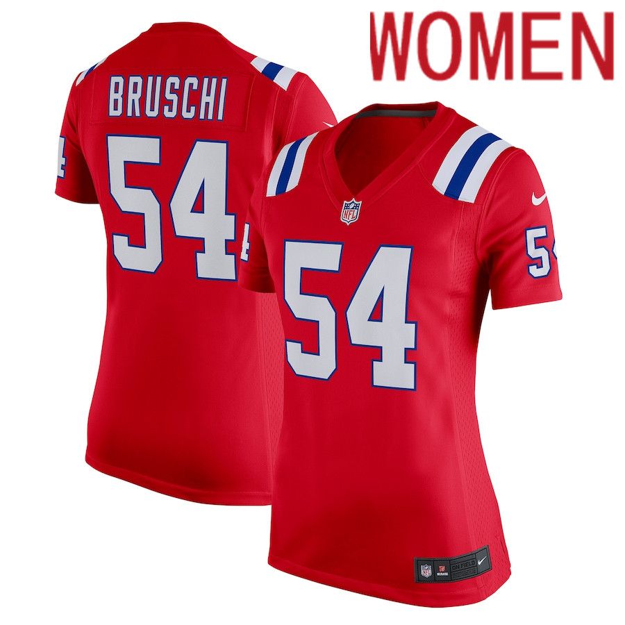 Women New England Patriots #54 Tedy Bruschi Nike Red Retired Game NFL Jersey